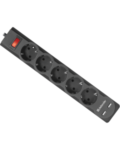 Мережевий фільтр Defender DFS 751 5 розеток 1.8 метра Чорний (Black)