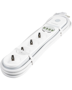 Мережевий фільтр Gelius G-Power GP-PS-001 (4 - 220V/4 USB ports 3.4A) 2м Білий (White)