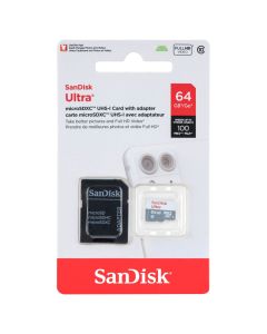 Карта памяти MicroSD SanDisk Ultra 64 Гб Class 10 A1 + адаптер