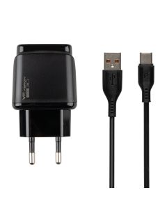 Зарядний пристрій Veron VR-C12C 12W 2USB 2.4A + кабель Micro-USB Чорний (Black)