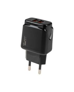 Зарядний пристрій Veron VR-C12C 12W 2USB 2.4A + кабель Micro-USB Чорний (Black)
