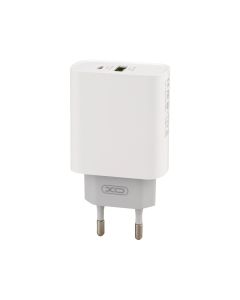 Зарядний пристрій XO L64 QC+PD 18W/USB+USB-C + кабель Type-C to Lightning Білий (White)