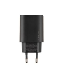 Зарядний пристрій Usams US-CC121 T35 QC3.0+PD3.0 20W (USB-C+USB) Чорний (Black)
