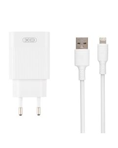 Зарядний пристрій XO L72 QC 3.0 30W (18W/1USB+2.4A/2USB) + кабель Lightning Білий (White)