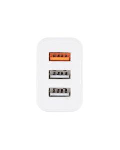 Зарядний пристрій XO L72 QC 3.0 30W (18W/1USB+2.4A/2USB) + кабель Type-C Білий (White)