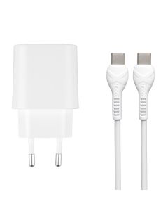 Зарядний пристрій Hoco N22 Jetta PD25W + кабель Type-C to Type-C Білий (White)