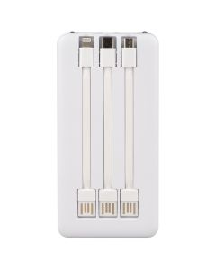 PowerBank 10000 mAh XO PR162 Экстренное освещение 2USB+Type-C Белый (White)