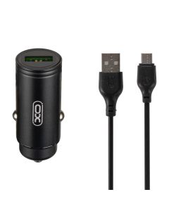 Автомобільний зарядний пристрій XO CC39 single USB QC3.0 18W 3A + кабель Micro-USB Чорний (Black)