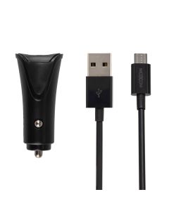 Автомобільний зарядний пристрій Moxom 2USB 3.4A KC-12 + кабель Micro-USB Чорний (Black)