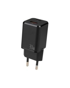 Зарядний пристрій Usams T43 GaN Mini PD&QC3.0 33W 3A + кабель Type-C to Lightning Чорний (Black)