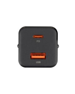 Зарядний пристрій Usams T43 GaN Mini PD&QC3.0 33W 3A + кабель Type-C to Lightning Чорний (Black)