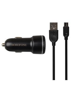 Автомобільний зарядний пристрій Borofone BZ17 QC3.0 18W + кабель Micro-USB Чорний (Black)