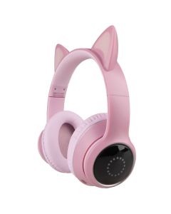 Бездротові повнорозмірні навушники TUCCI K26 LED (з вушками) Рожеві (Pink)