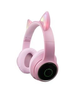 Бездротові повнорозмірні навушники TUCCI K26 LED (з вушками) Рожеві (Pink)