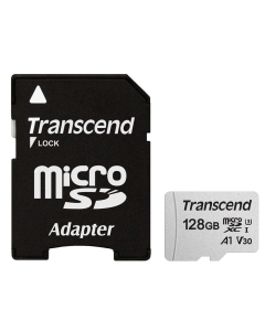 Карта пам'яті MicroSD Transcend 300S 128Gb Class 10 U3 + адаптер