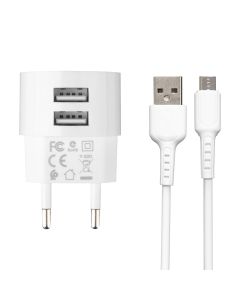 Зарядное устройство Borofone BA23A 2USB 2.4A + кабель Micro-USB Белый (White)