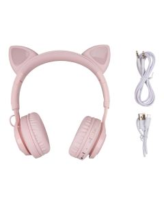 Беспроводные полноразмерные наушники Hoco W39 Cat Ear Розовые (Pink)