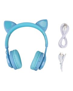 Беспроводные полноразмерные наушники Hoco W39 Cat Ear Синие (Blue)