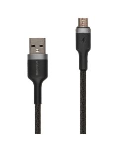 USB кабель Mibrand MI-71 Metal Braided 2.4A 1м Micro USB Чорний (Black)