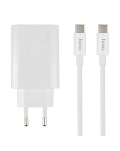 Зарядное устройство Hoco DC40 PD 65W + QC3.0 + кабель Type-C to Type-C Белый (White)
