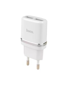 Зарядное устройство Hoco C12 + кабель micro-USB 2USB 2.4A TST Белый (белый)