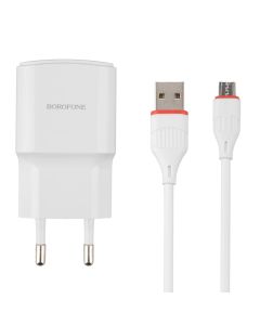 Зарядний пристрій Borofone BA48A 2.1A/1 USB + кабель Micro-USB Білий (White)