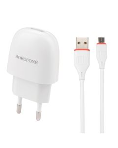 Зарядний пристрій Borofone BA49A 2.1A +кабель Micro-USB Білий (White)