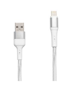 USB кабель Glasscove Braid 2.4A Lightning 1м Білий (White)