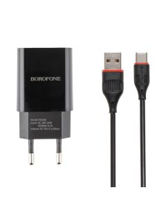 Зарядное устройство Borofone BA20A 2.1A + кабель Type-C Черный (Black)