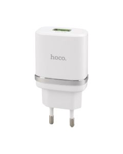 Зарядное устройство Hoco C12Q QC 3.0 (1USB) + кабель Type-C 3A Белый (White)