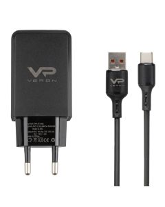 Зарядное устройство Veron VR-C13Q 3A 18W + кабель Type-C Черный (Black)