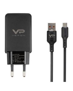 Зарядное устройство Veron VR-C13Q 3A 18W + кабель Micro-USB Черный (Black)