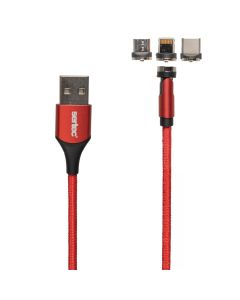 USB кабель Sertec ST-064l 3в1 магнітний Червоний (Red)