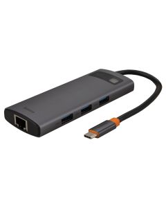 USB хаб Baseus Metal Gleam 6in1 (Type-C to 1 HDMI+3 USB3.0+1 PD+1 VGA) Серый (Grey)