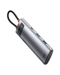 Тип-С хаб Baseus Metal Gleam 7в1 (Type-C к 1 HDMI+2 USB3.0+1 USB-C+1 PD+1 SD/TF) Серый (Grey)