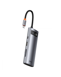 Тип-С хаб Baseus Metal Gleam 7в1 (Type-C к 1 HDMI+2 USB3.0+1 USB-C+1 PD+1 SD/TF) Серый (Grey)