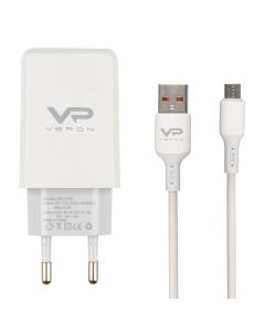 Зарядний пристрій USB Veron VR-C13M 3A 18W + кабель Micro-USB Білий (White)