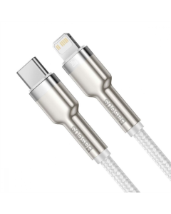 USB кабель Baseus Cafule Metal PD 20W Type-C to Lightning Білий (White)