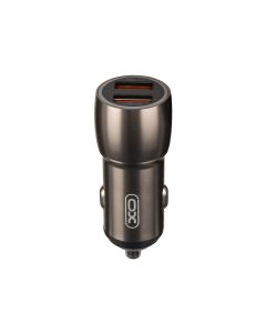 Автомобільний зарядний пристрій XO CC52 METAL 2 USB QC&PD3.0 18W 3A Grey (Сірий)