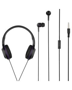 Наушники полноразмерные Hoco W24 Enlighten Черно-фиолетовые (Black Purple)