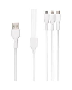 USB кабель XO NB230 3в1 Rock Series 2.4A 1м Білий (White)