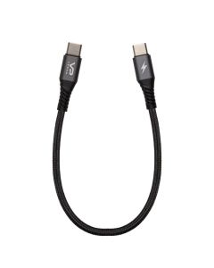 USB кабель Veron C09 Nylon Type-C to Type-C 20W 0.25м Чорний (Black)