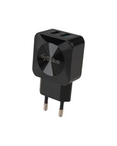 Зарядний пристрій Gelius Ultra Prime GU-HC02 (2 USB) 2.1A + кабель Lightning Чорний (Black)