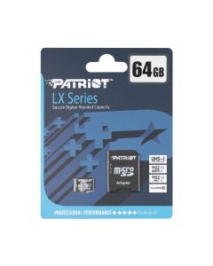 Карта памяти MicroSD Patriot LX Series 64Gb + адаптер Class 10 UHS-1
