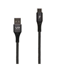USB кабель Veron NM09 Nylon 2.4A 1м Micro-USB Чорний (Black)