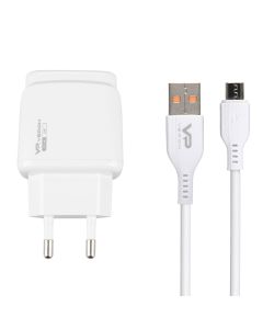 Зарядное устройство Veron VR-C12C 12W (2USB) 2.4A + кабель Micro-USB Белый (White)