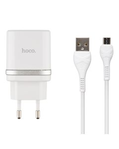 Зарядное устройство Hoco C12Q QC 3.0 (1USB) + кабель micro-USB 3A Белый (White)