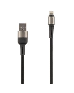 USB-кабель Glasscove Braid 2.4A Lightning 1м Чорний (Черный)