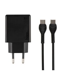 Зарядное устройство Hoco N38 PD 20W/QC3.0 + кабель Type-C to Type-C Черный
