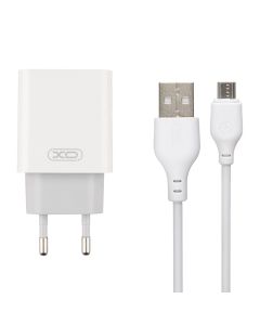 Зарядний пристрій XO L93 2.4A + кабель Micro-USB Білий (White)